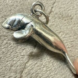 Sterling Silver 925 Manatee Charm Necklace Pendant